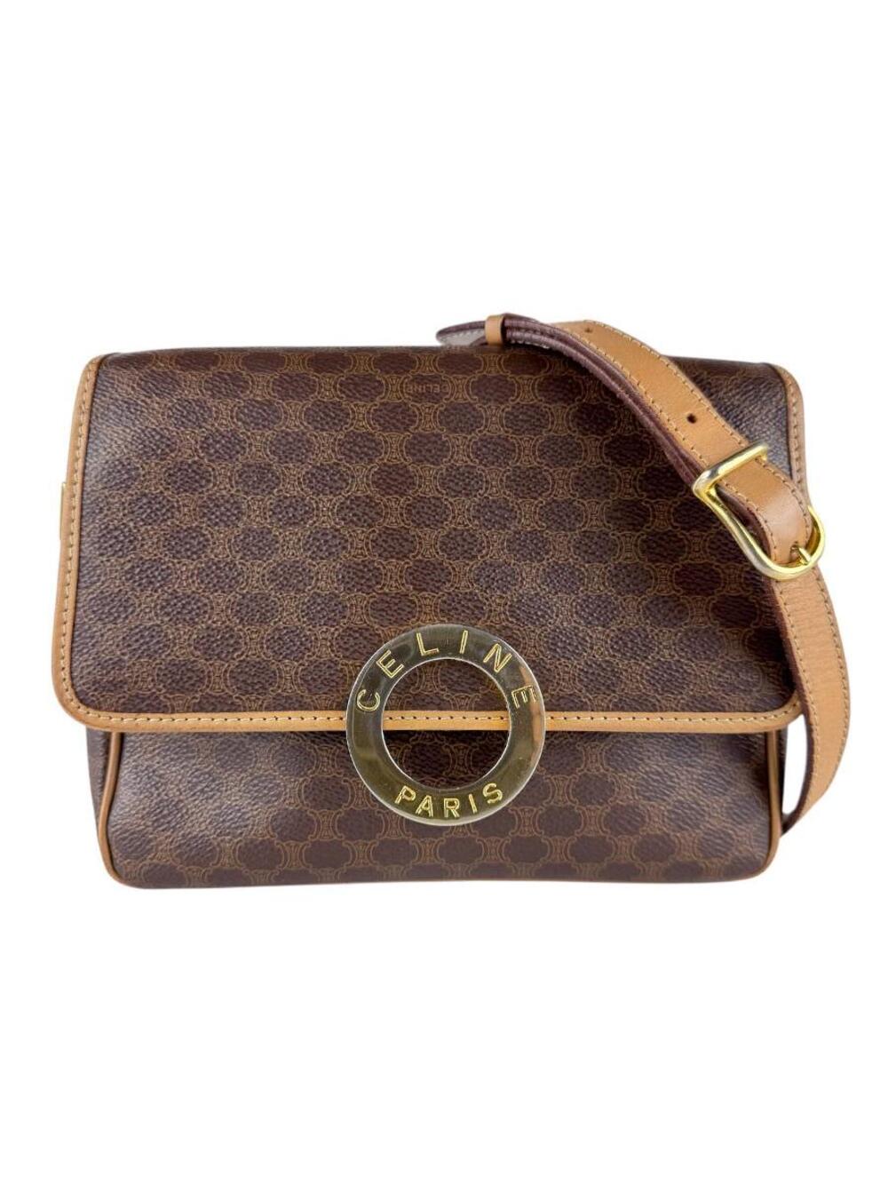 Auth Celine Shoulder Bag Brown Pvc #358059C33B